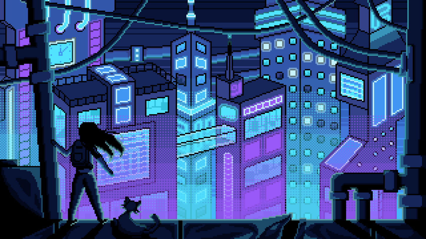 Cyberpunk City Landscape Print