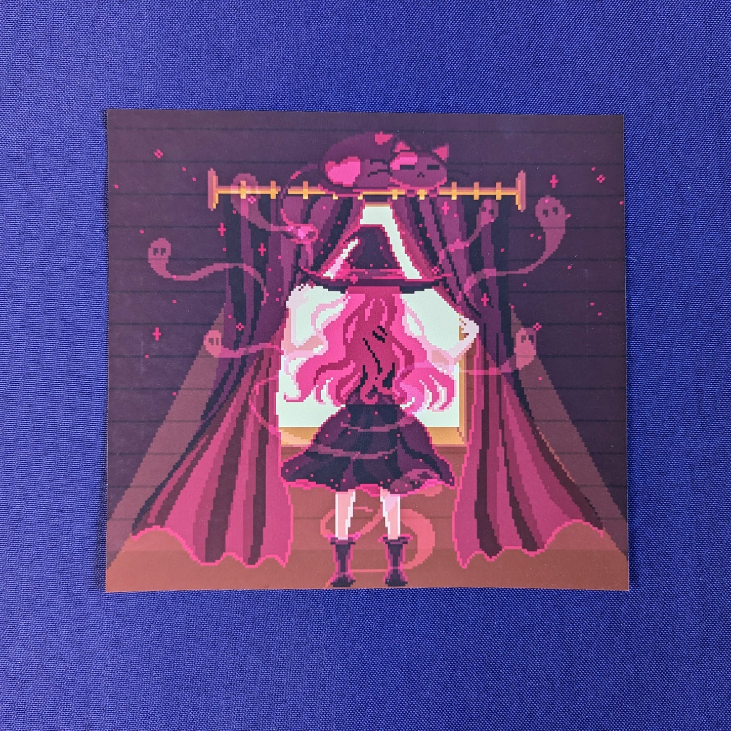 Pink Pixel Art Witch Print