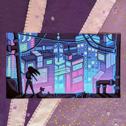 Cyberpunk City Landscape Print